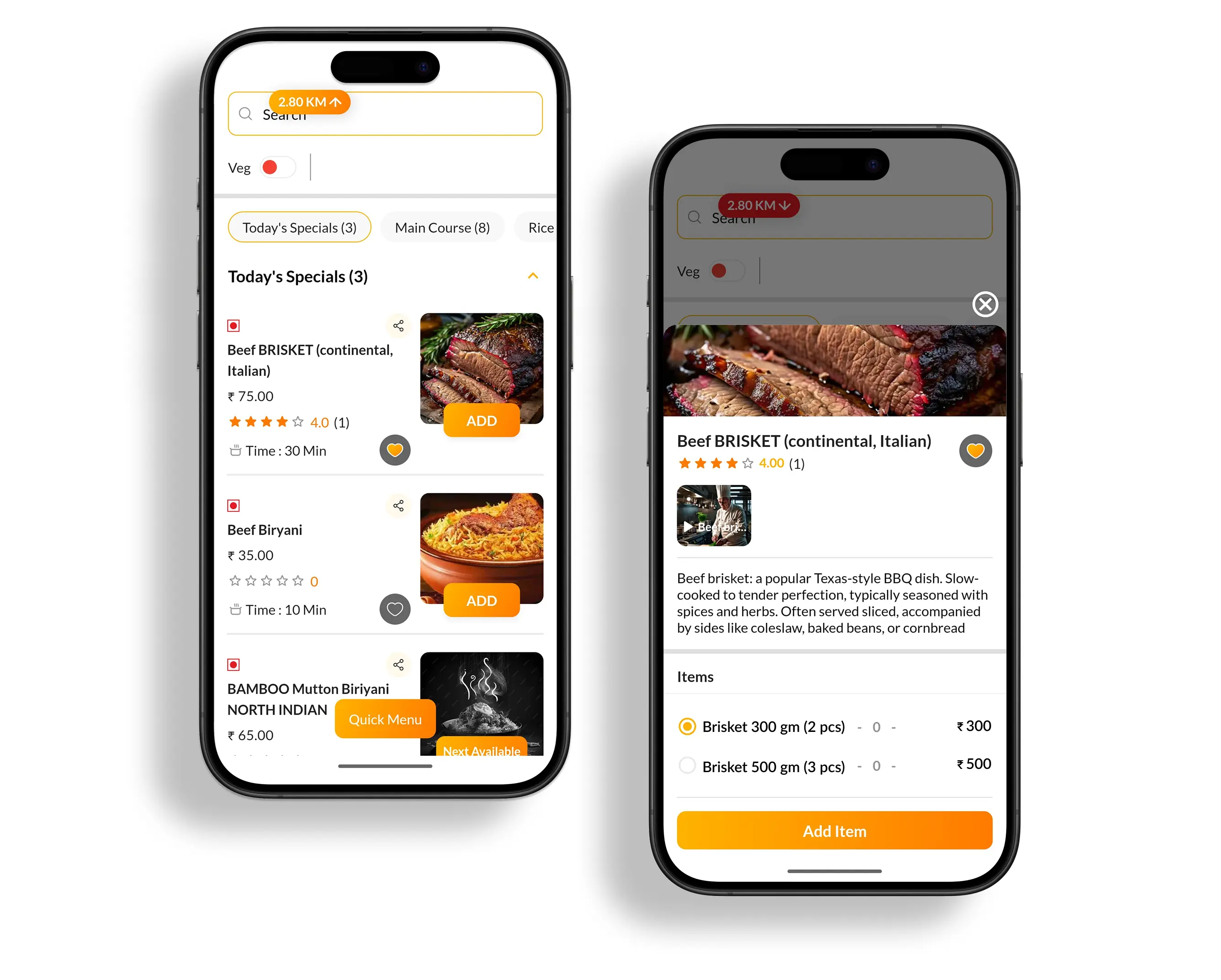 Demonstration of the app’s Live Menu