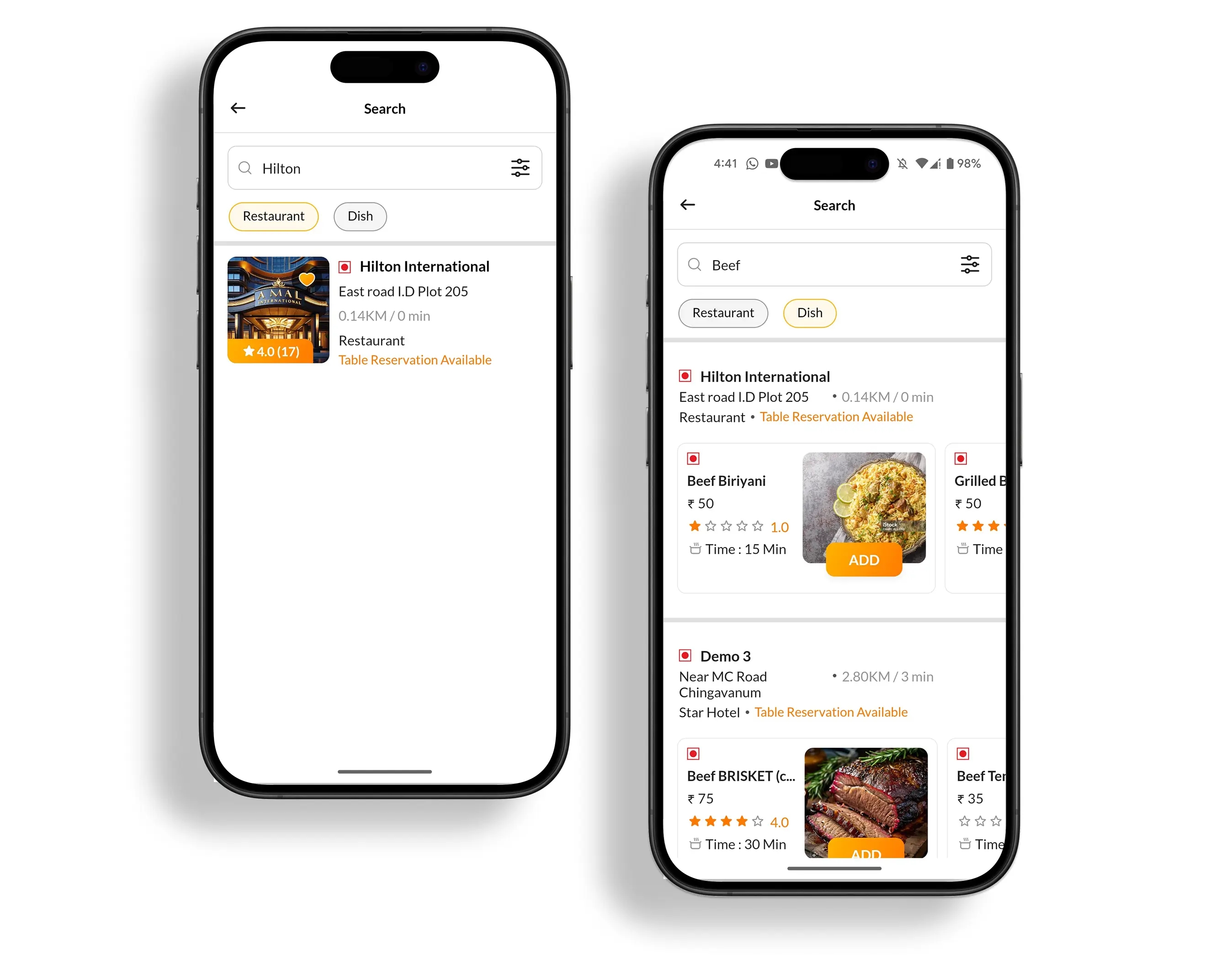 Demonstration of the app’s Serach Feature