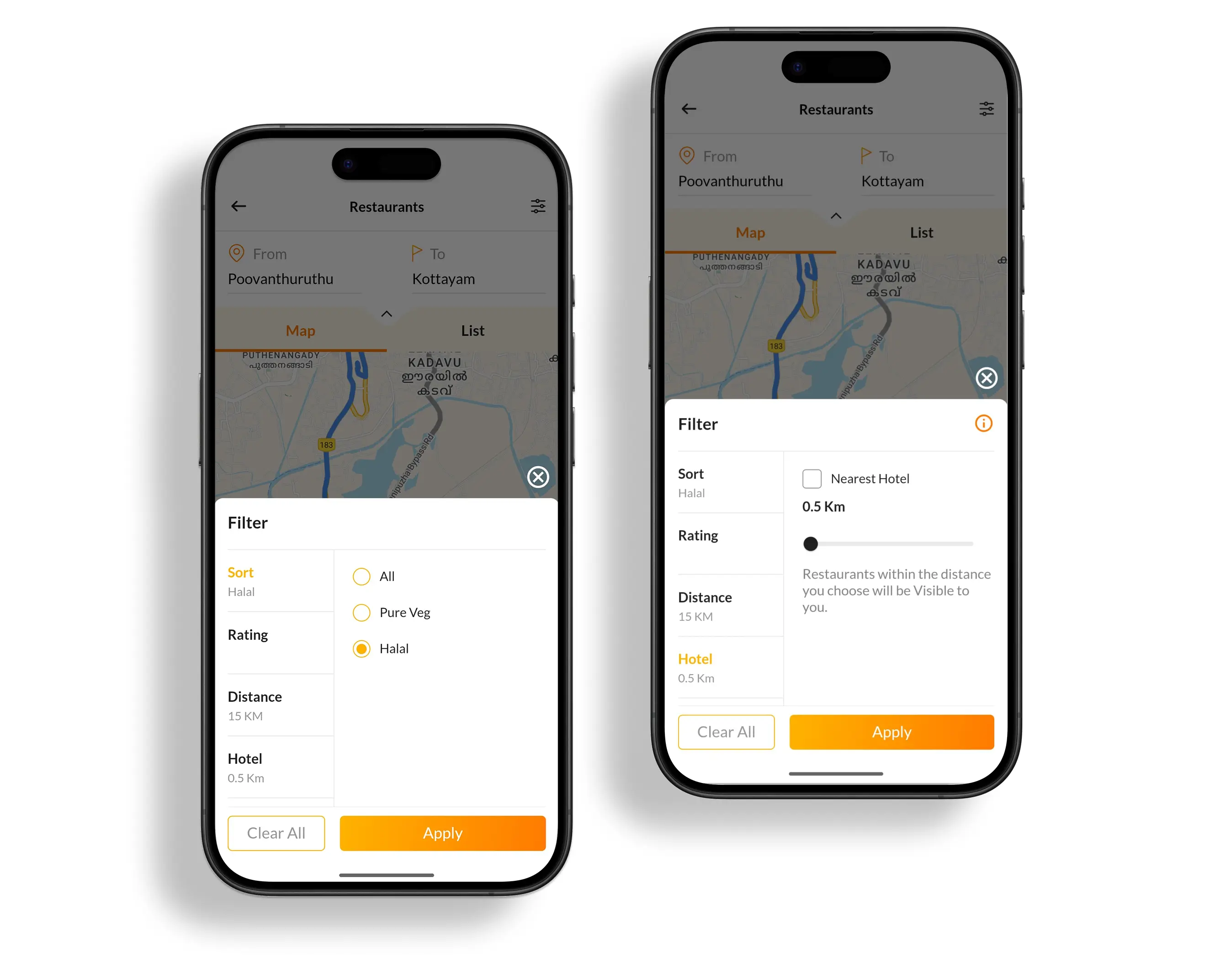 Demonstration of the app’s Filter Feature